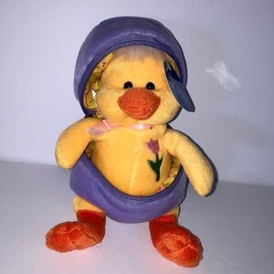 Yellow Duck‎ Plush with Purple Zip Eggshell 6”